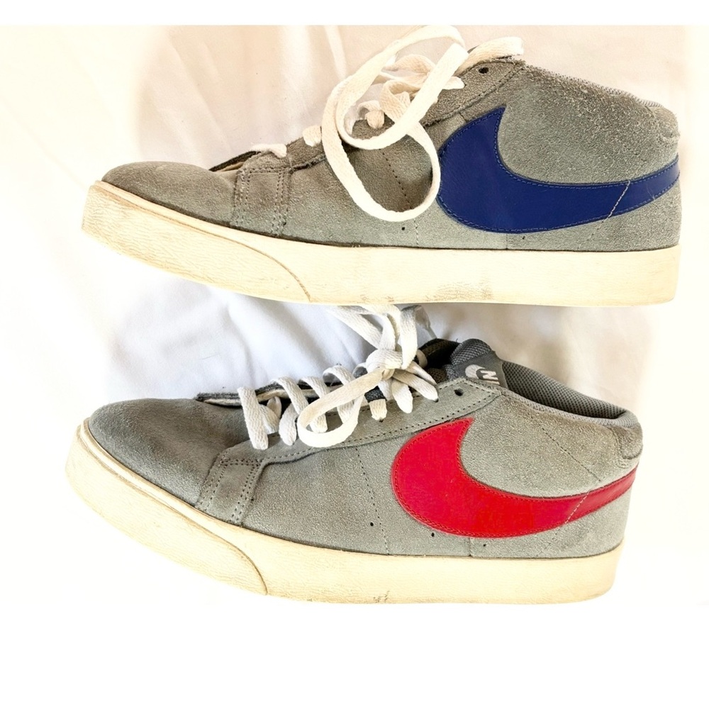 Nike Blazer Low Top Gray, Blue and Red Men's Sneakers - Picture 4 of 6